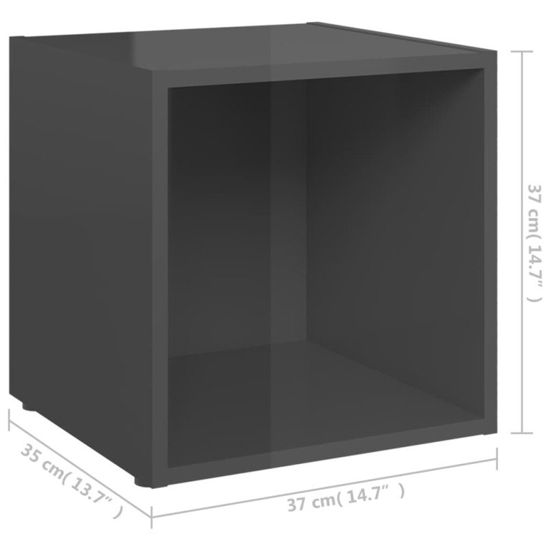vidaXL TV skrinka lesklá sivá 37x35x37 cm drevotrieska