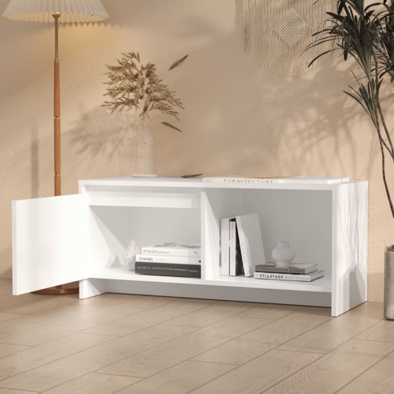 vidaXL TV skrinka biela 90x35x40 cm drevotrieska
