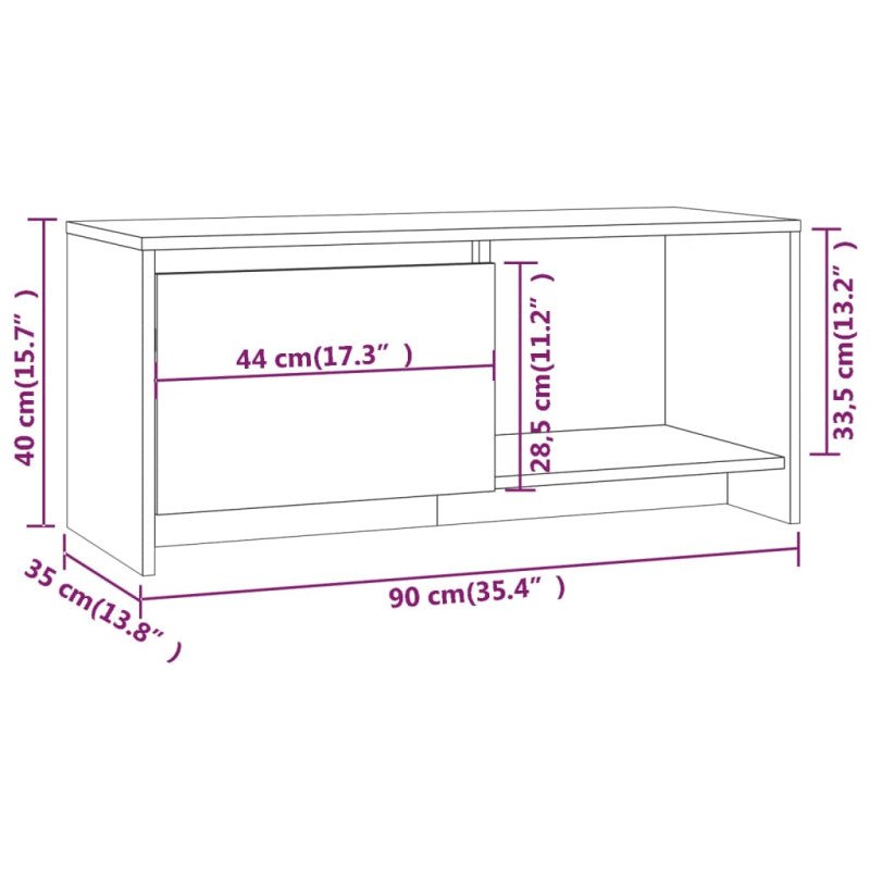 vidaXL TV skrinka biela 90x35x40 cm drevotrieska