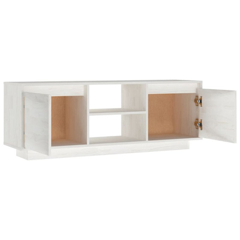 vidaXL TV skrinka biela 110x30x40 cm borovicový masív
