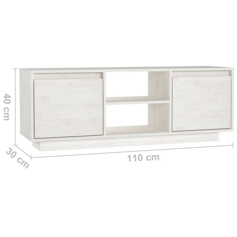 vidaXL TV skrinka biela 110x30x40 cm borovicový masív