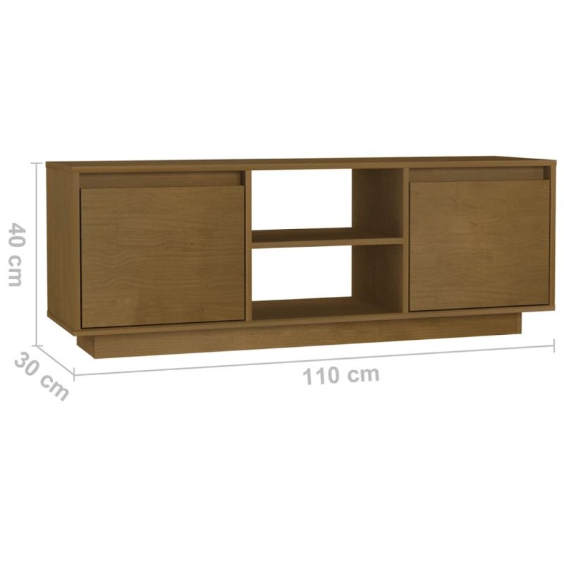 vidaXL TV skrinka medovo-hnedá 110x30x40 cm borovicový masív