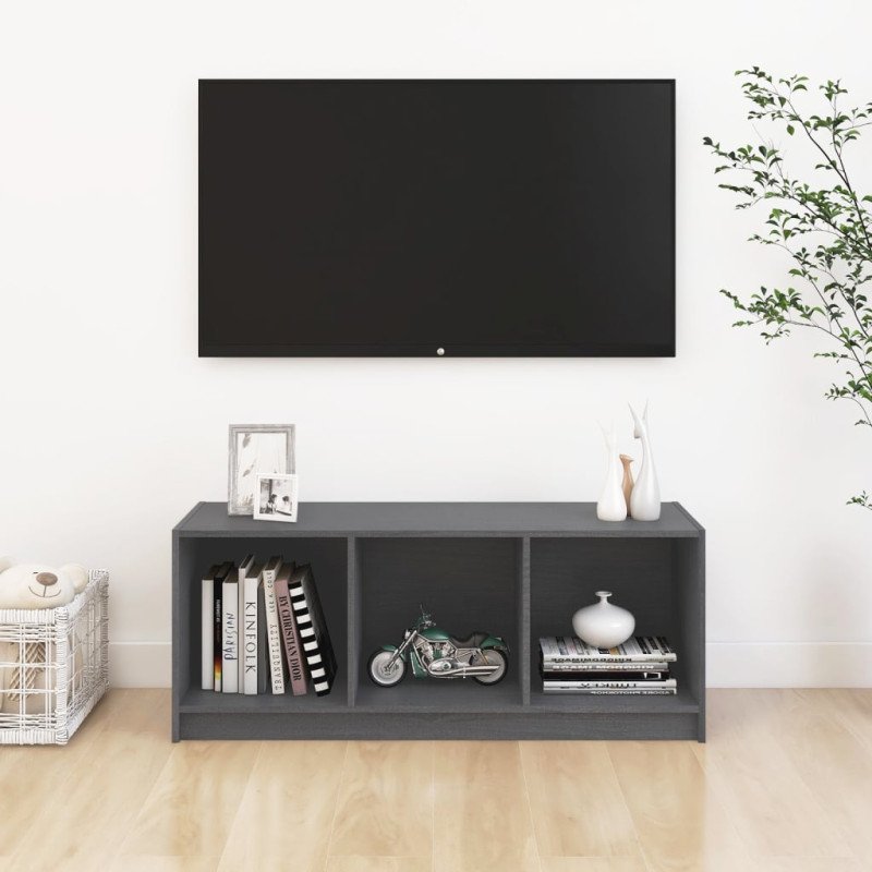 vidaXL TV skrinka sivá 104x33x41 cm borovicový masív