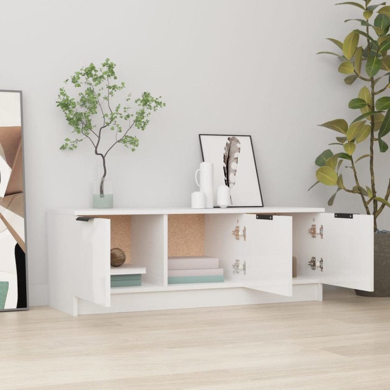 vidaXL TV skrinka, lesklá biela 102x35x36,5 cm, kompozitné drevo