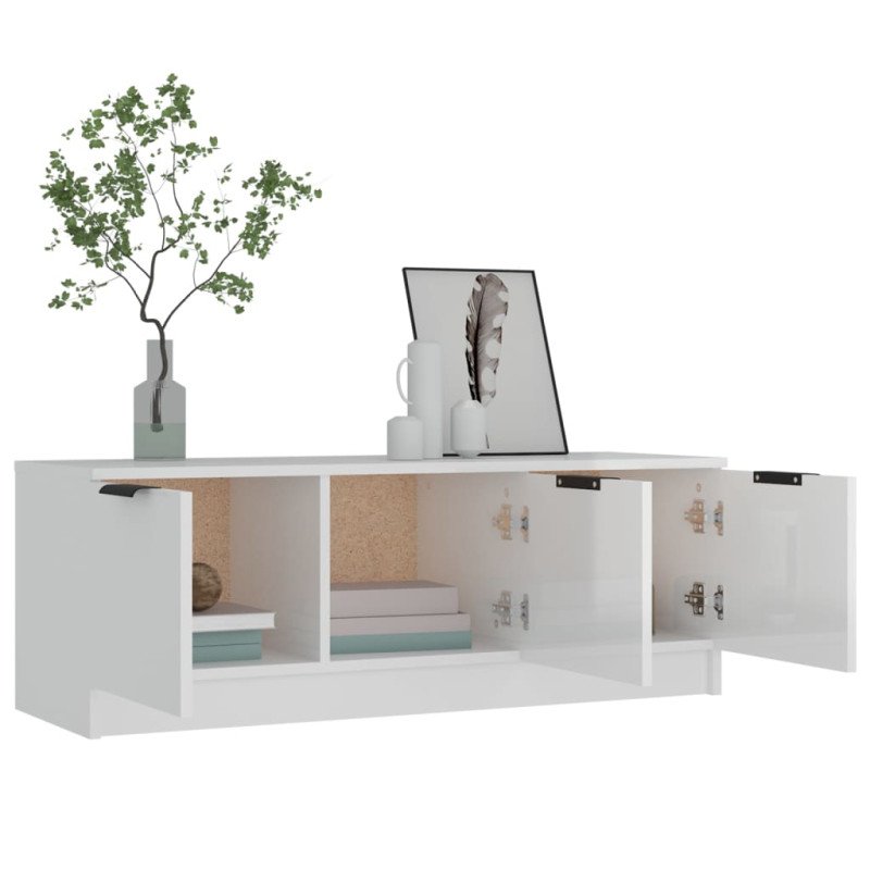 vidaXL TV skrinka, lesklá biela 102x35x36,5 cm, kompozitné drevo