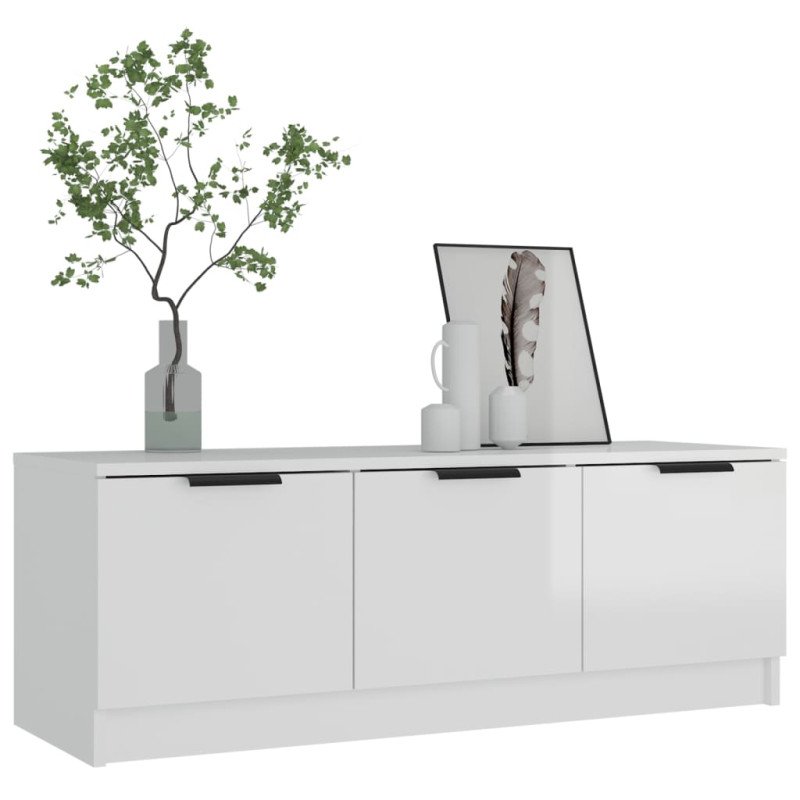 vidaXL TV skrinka, lesklá biela 102x35x36,5 cm, kompozitné drevo