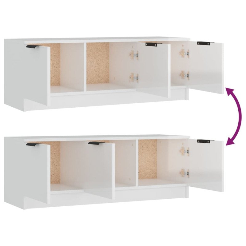 vidaXL TV skrinka, lesklá biela 102x35x36,5 cm, kompozitné drevo