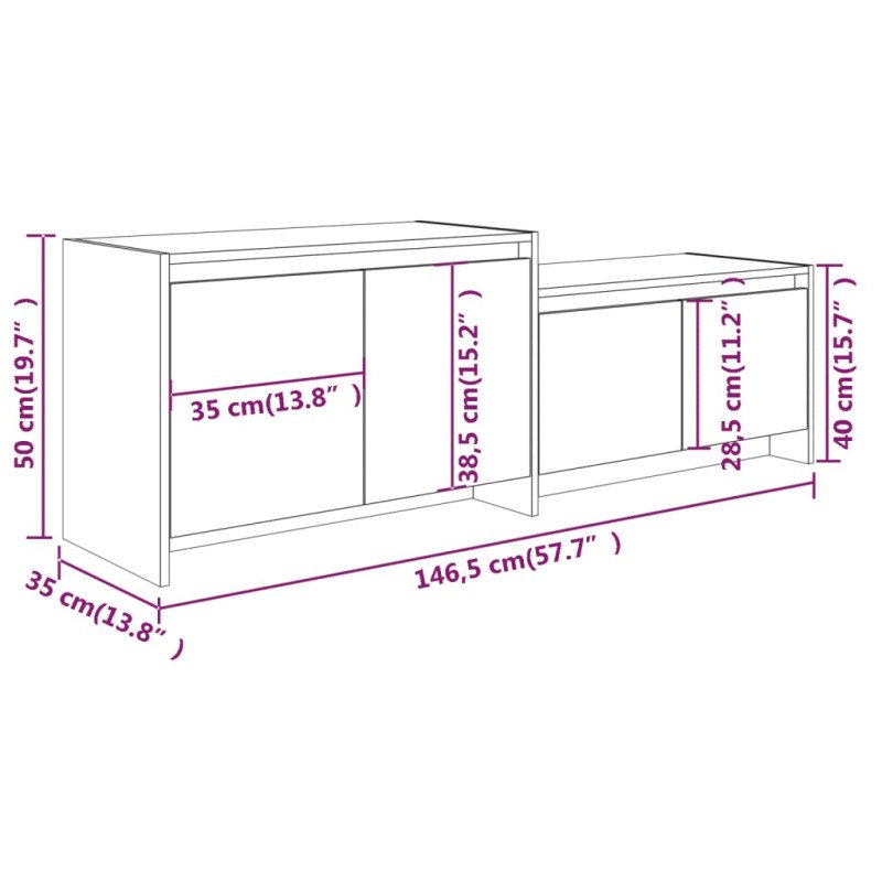 vidaXL TV skrinka sivá 146,5x35x50 cm drevotrieska
