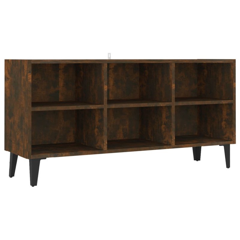 vidaXL TV stolík s nohami z kovu údený dub 103,5x30x50 cm
