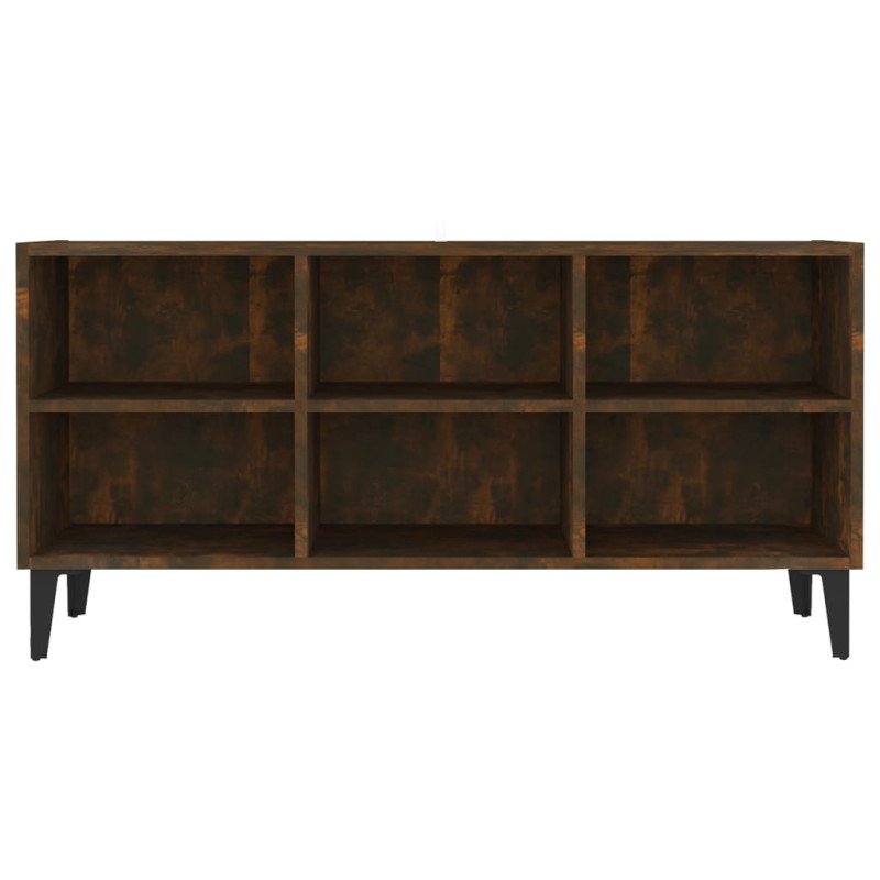 vidaXL TV stolík s nohami z kovu údený dub 103,5x30x50 cm