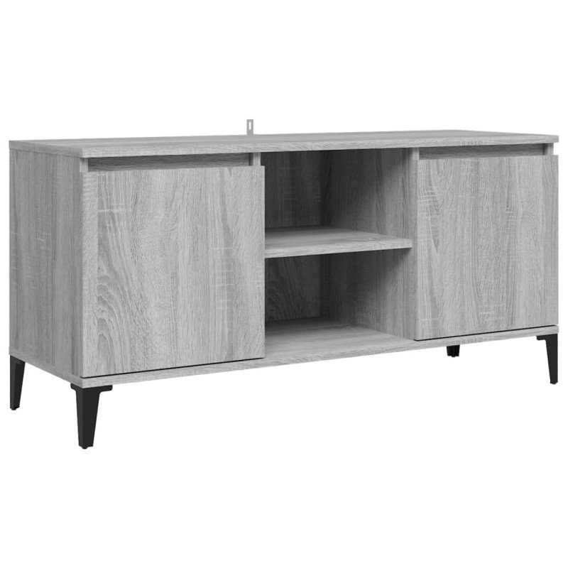 vidaXL TV stolík kovové nohy sivý dub sonoma 103,5x35x50 cm