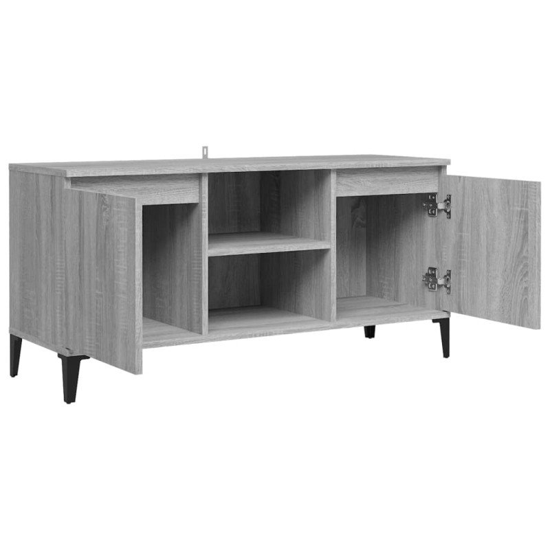 vidaXL TV stolík kovové nohy sivý dub sonoma 103,5x35x50 cm