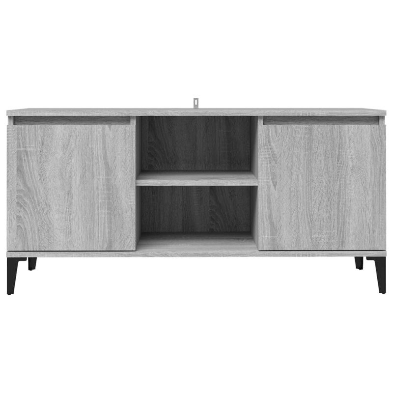 vidaXL TV stolík kovové nohy sivý dub sonoma 103,5x35x50 cm