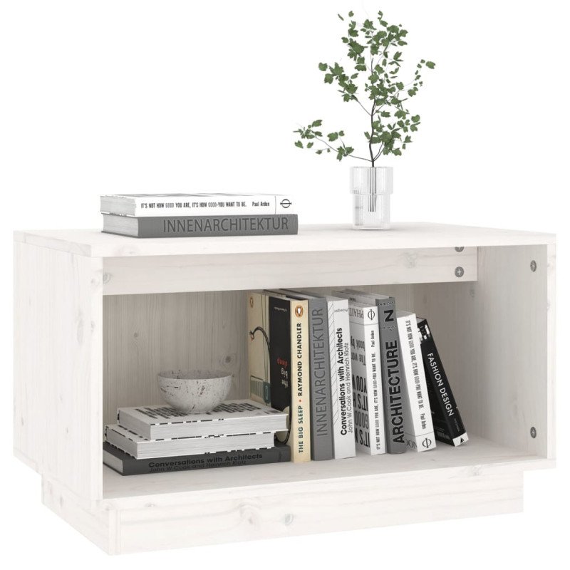 vidaXL TV skrinka biela 60x35x35 cm masívna borovica