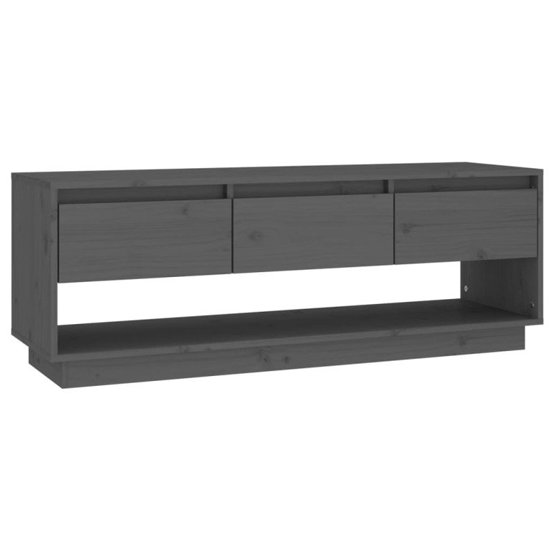vidaXL TV skrinka sivá 110,5x34x40 cm masívna borovica