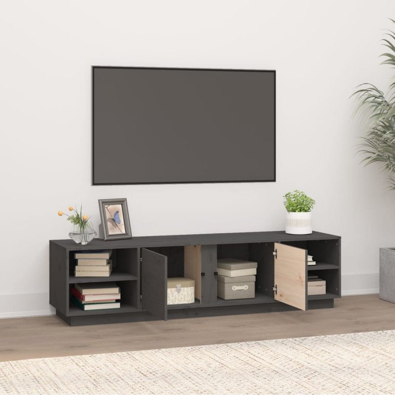 vidaXL TV skrinka sivá 156x40x40 cm masívna borovica