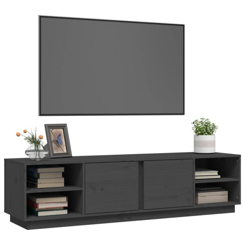 vidaXL TV skrinka sivá 156x40x40 cm masívna borovica