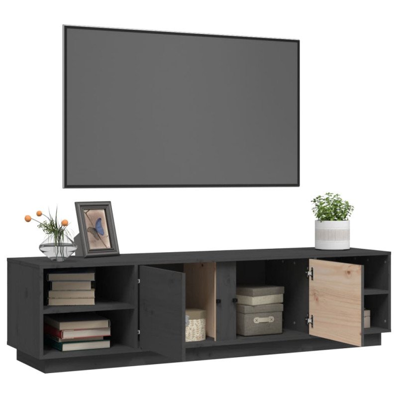 vidaXL TV skrinka sivá 156x40x40 cm masívna borovica