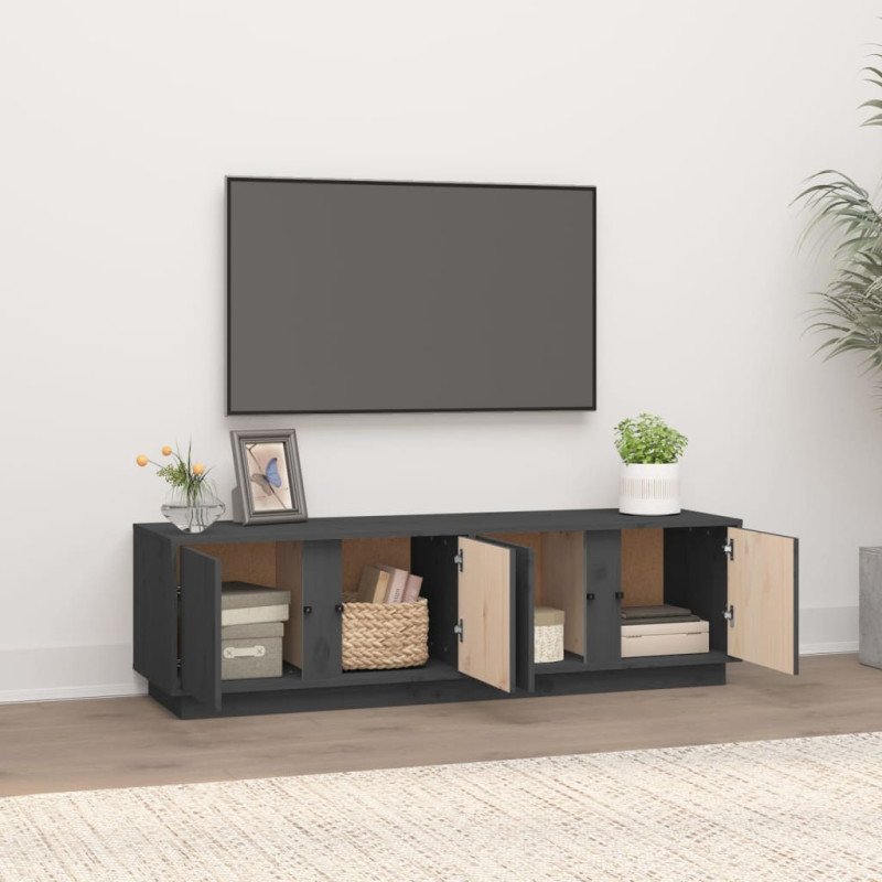 vidaXL TV skrinka sivá 140x40x40 cm masívna borovica