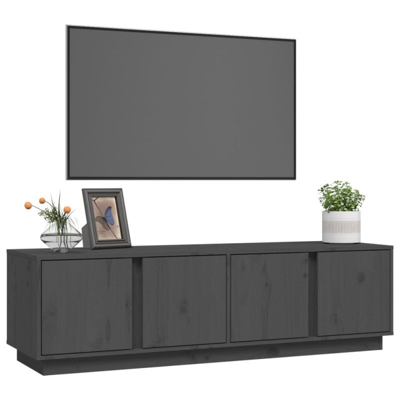vidaXL TV skrinka sivá 140x40x40 cm masívna borovica