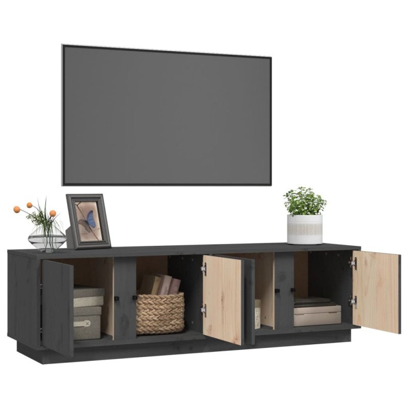vidaXL TV skrinka sivá 140x40x40 cm masívna borovica