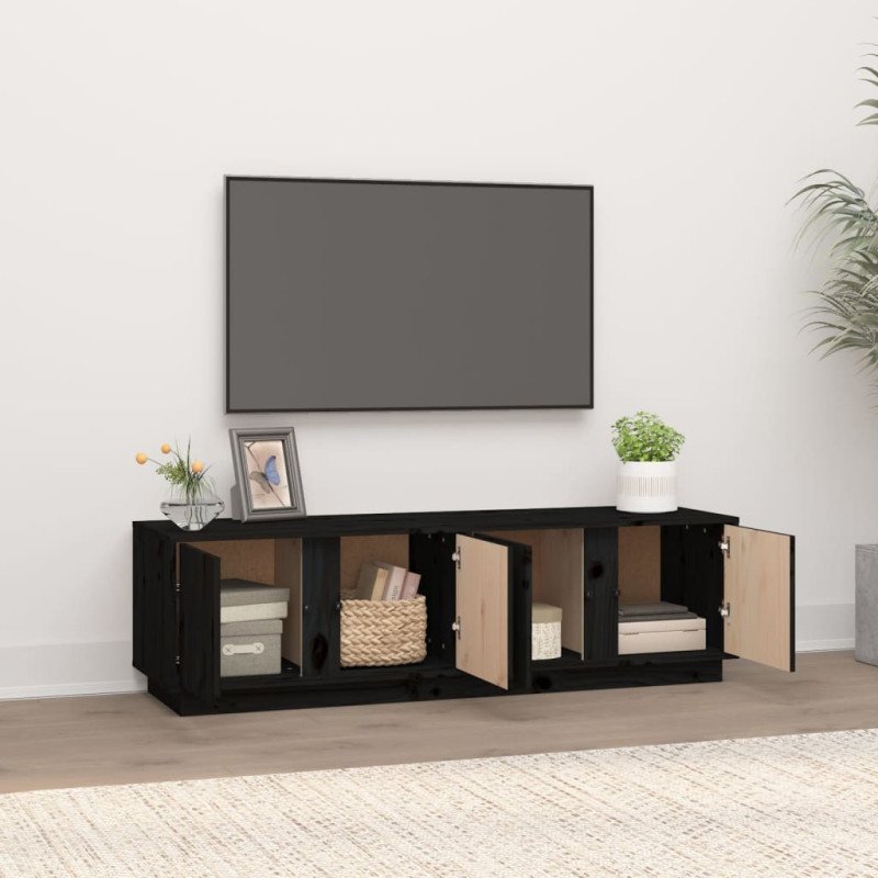 vidaXL TV skrinka čierna 140x40x40 cm masívna borovica