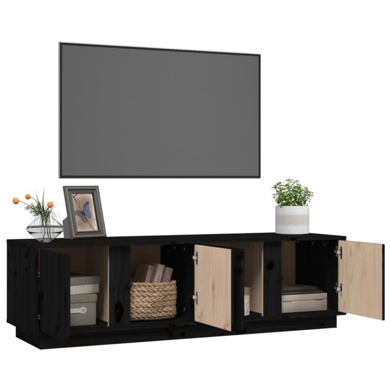 vidaXL TV skrinka čierna 140x40x40 cm masívna borovica
