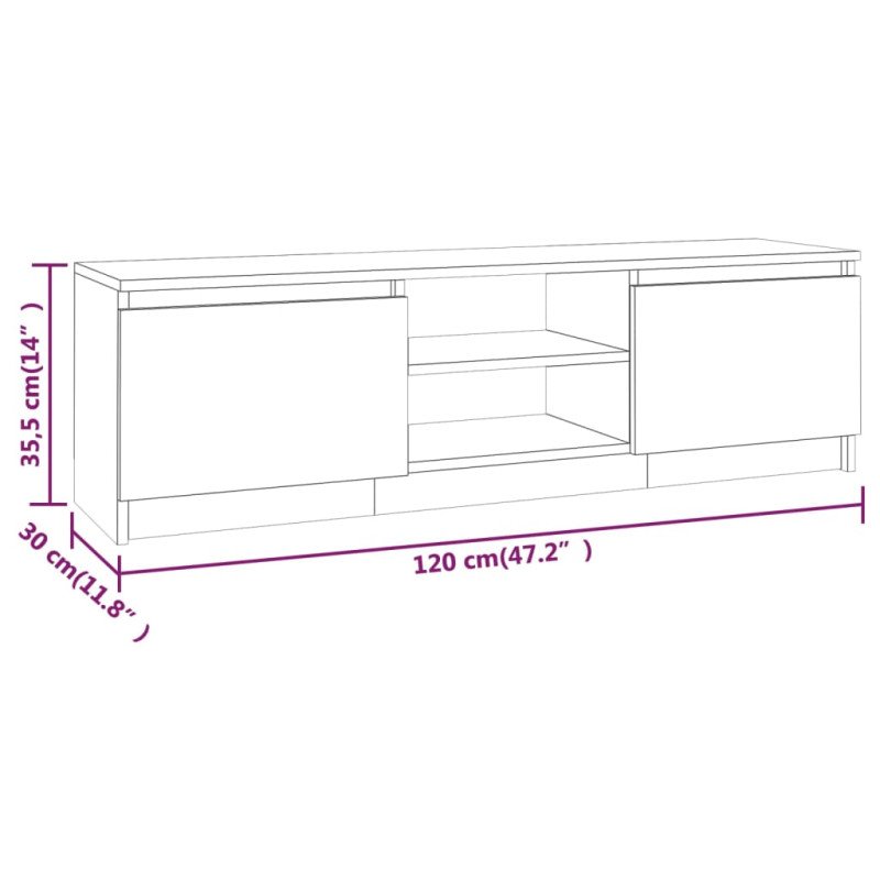 vidaXL TV skrinka sivý dub sonoma 120x30x35,5 cm spracované drevo