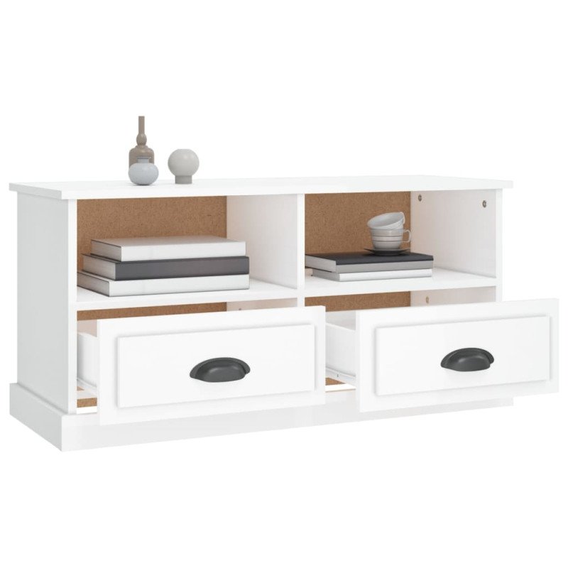 vidaXL TV skrinka lesklá biela 93x35,5x45 cm kompozitné drevo
