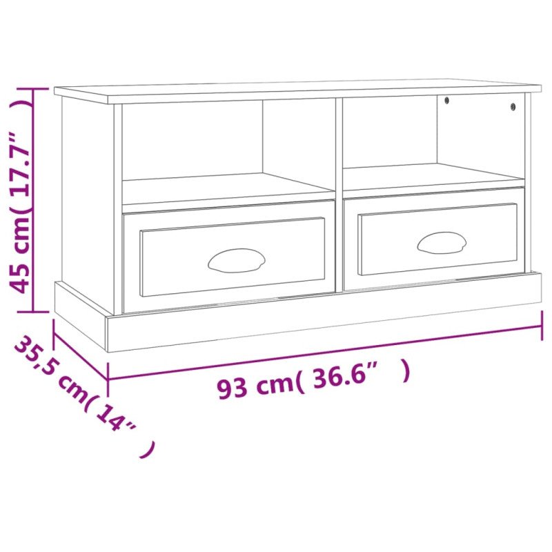 vidaXL TV skrinka lesklá biela 93x35,5x45 cm kompozitné drevo