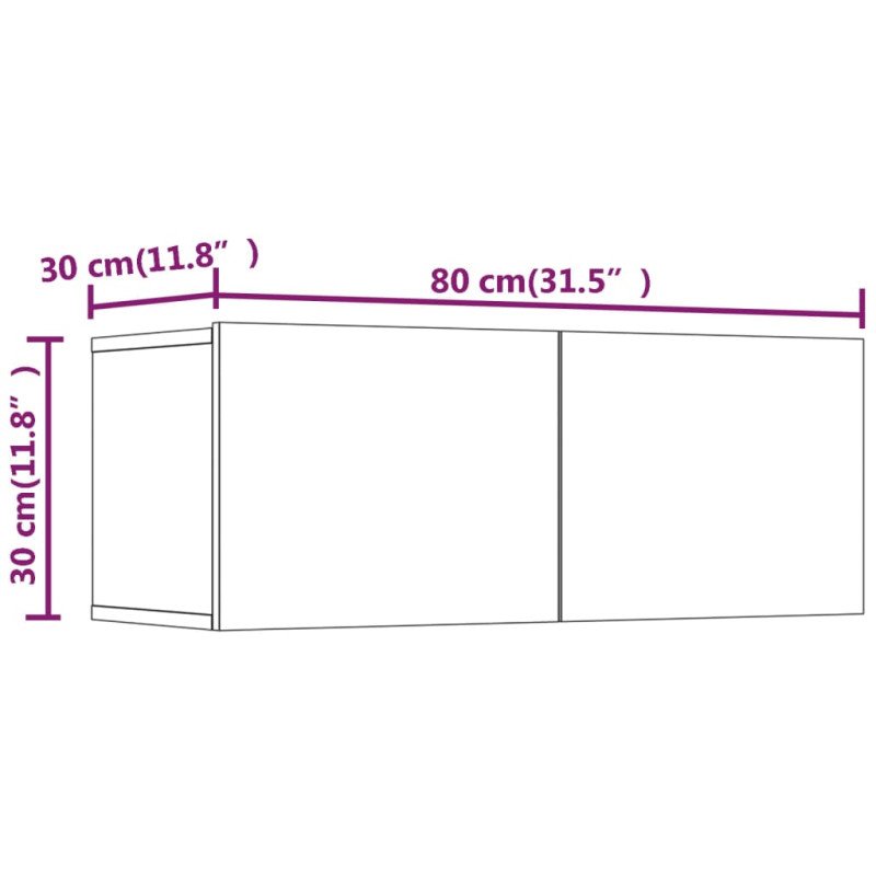 vidaXL TV stolíky 2 ks sivý dub sonoma 80x30x30 cm spracované drevo