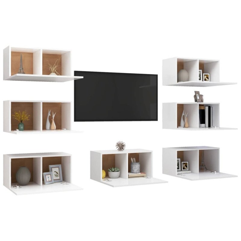 vidaXL TV skrinky 7 ks biele 30,5x30x60 cm drevotrieska