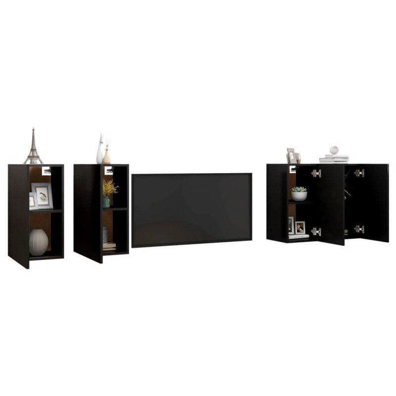 vidaXL TV skrinky 4 ks čierne 30,5x30x60 cm drevotrieska 