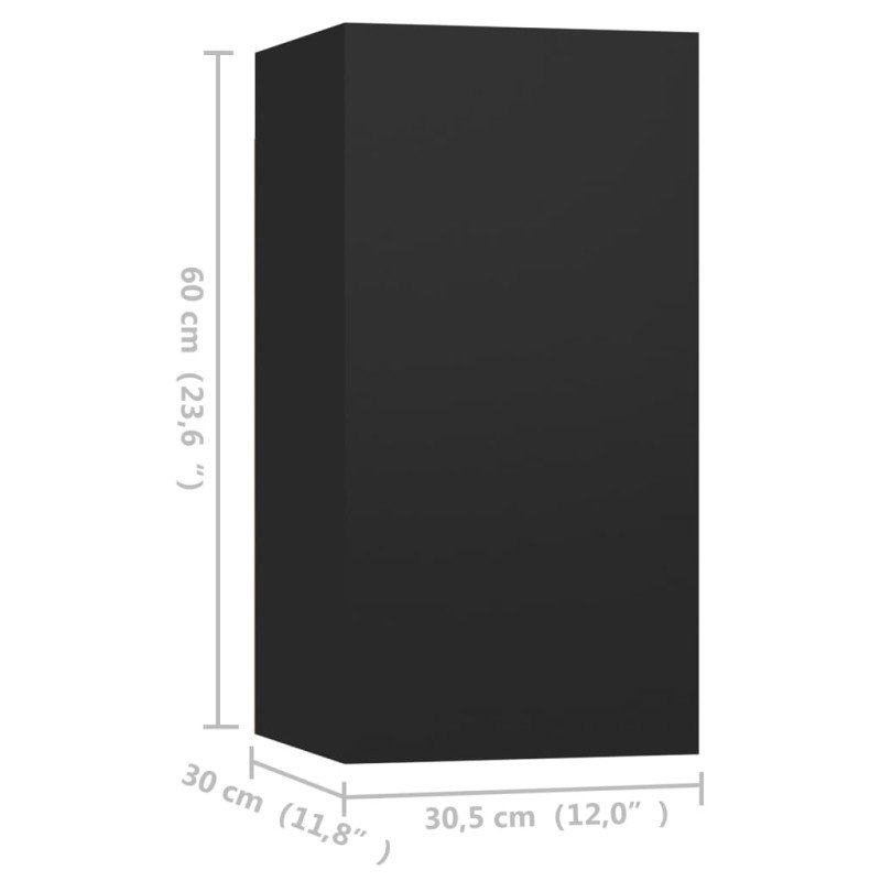 vidaXL TV skrinky 4 ks čierne 30,5x30x60 cm drevotrieska 