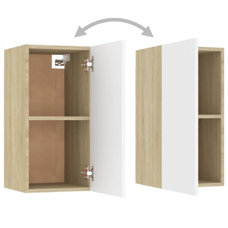 vidaXL TV skrinky 7 ks biele a dub sonoma 30,5x30x60 cm drevotrieska