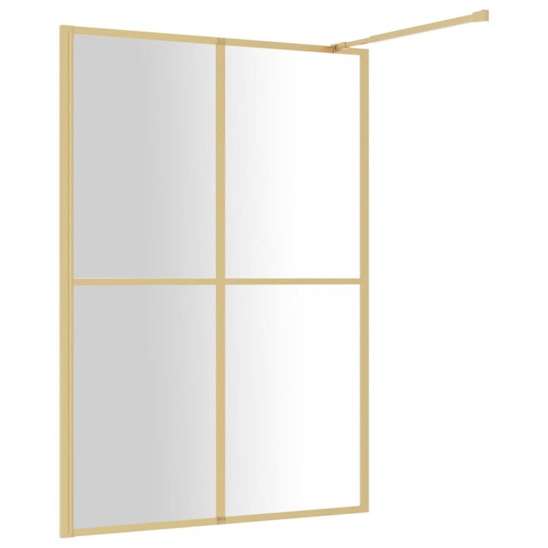 vidaXL Sprchová zástena s priehľadným ESG sklom, zlatá 140x195 cm