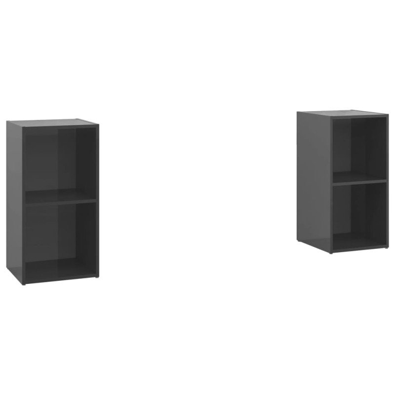 vidaXL TV skrinky 2 ks lesklé sivé 72,5x35x36,5 cm drevotrieska