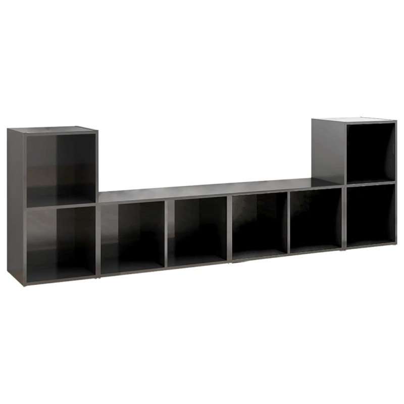 vidaXL TV skrinky 4 ks lesklé sivé 72x35x36,5 cm drevotrieska