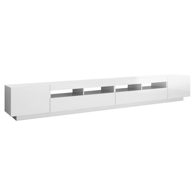 vidaXL TV skrinka s LED svetlami lesklá biela 300x35x40 cm