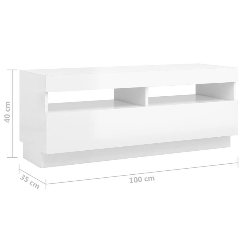 vidaXL TV skrinka s LED svetlami lesklá biela 300x35x40 cm