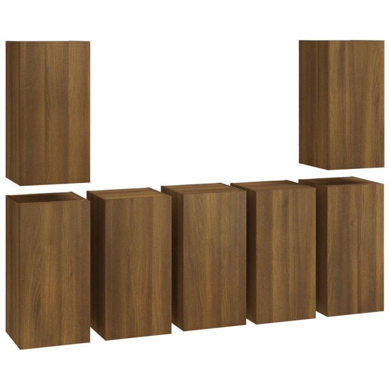 vidaXL TV skrinky 7 ks hnedý dub 30,5x30x60 cm spracované drevo