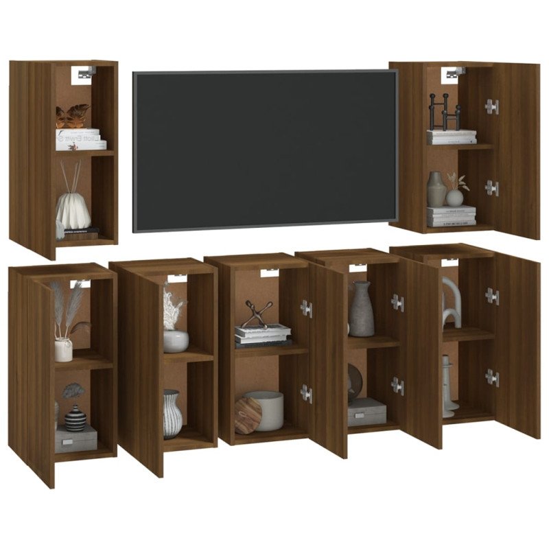 vidaXL TV skrinky 7 ks hnedý dub 30,5x30x60 cm spracované drevo