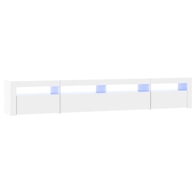 vidaXL TV skrinka s LED svetlami lesklá biela 240x35x40 cm