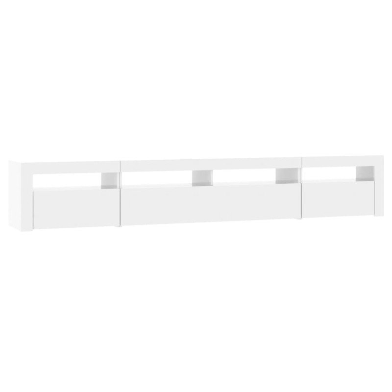 vidaXL TV skrinka s LED svetlami lesklá biela 240x35x40 cm