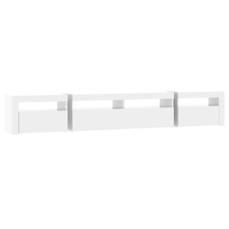 vidaXL TV skrinka s LED svetlami lesklá biela 240x35x40 cm