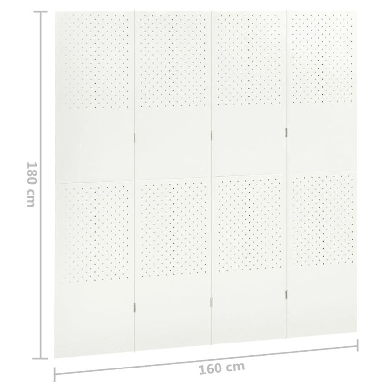 vidaXL 4-panelové paravány 2 ks biele 160x180 cm oceľ