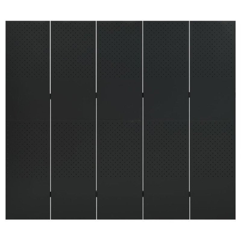 vidaXL 5-panelové paravány 2 ks čierne 200x180 cm oceľ