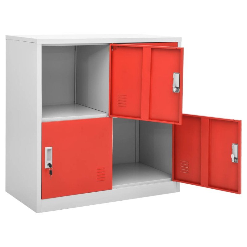 vidaXL Uzamykacie skrinky 2 ks bledosivé a červené 90x45x92,5 cm oceľové