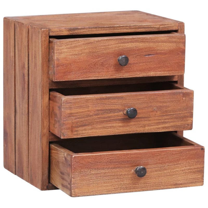 vidaXL Nočný stolík s 3 zásuvkami 35x25x35 cm, recyklovaný masív
