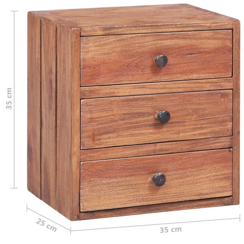 vidaXL Nočný stolík s 3 zásuvkami 35x25x35 cm, recyklovaný masív